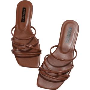 imageVerdusa Womens Criss Cross Strappy Flat Sandals Open Toe Leather Slippers Beach SandalsBrown