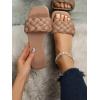 imageVerdusa Womens Braided Sandals Square Open Toe Slides Sandals Summer ShoesApricot