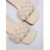 imageVerdusa Womens Braided Sandals Square Open Toe Slides Sandals Summer ShoesBeige