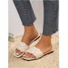 imageVerdusa Womens Braided Sandals Square Open Toe Slides Sandals Summer ShoesBeige