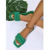 imageVerdusa Womens Braided Sandals Square Open Toe Slides Sandals Summer ShoesGreen