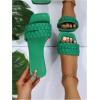 imageVerdusa Womens Braided Sandals Square Open Toe Slides Sandals Summer ShoesGreen