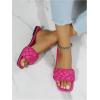 imageVerdusa Womens Braided Sandals Square Open Toe Slides Sandals Summer ShoesHot Pink