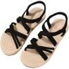imageVerdusa Womens Casual Cross Woven Sandals Vacation Summer Beach Flat Sandals ShoesBlack