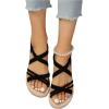 imageVerdusa Womens Casual Cross Woven Sandals Vacation Summer Beach Flat Sandals ShoesBlack