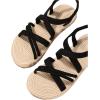 imageVerdusa Womens Casual Cross Woven Sandals Vacation Summer Beach Flat Sandals ShoesBlack