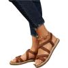 imageVerdusa Womens Casual Cross Woven Sandals Vacation Summer Beach Flat Sandals ShoesLight Brown