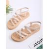 imageVerdusa Womens Casual Cross Woven Sandals Vacation Summer Beach Flat Sandals ShoesSolid Beige