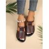 imageVerdusa Womens Cut Out Slide Sandals Open Toe Summer Flat Sandals Outdoor ShoesBrown and Black