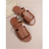 imageVerdusa Womens Cut Out Slide Sandals Open Toe Summer Flat Sandals Outdoor ShoesRust Brown