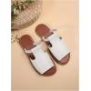 imageVerdusa Womens Cut Out Slide Sandals Open Toe Summer Flat Sandals Outdoor ShoesWhite