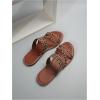 imageVerdusa Womens Leopard Print Strappy Summer Flat Sandals Slip On SlidesBrown