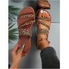 imageVerdusa Womens Leopard Print Strappy Summer Flat Sandals Slip On SlidesBrown