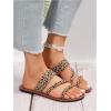 imageVerdusa Womens Leopard Print Strappy Summer Flat Sandals Slip On SlidesBrown