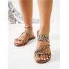 imageVerdusa Womens Leopard Print Strappy Summer Flat Sandals Slip On SlidesWhite