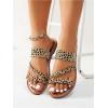 imageVerdusa Womens Leopard Print Strappy Summer Flat Sandals Slip On SlidesWhite