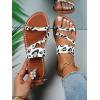 imageVerdusa Womens Leopard Print Strappy Summer Flat Sandals Slip On SlidesWhite Leopard