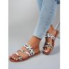 imageVerdusa Womens Leopard Print Strappy Summer Flat Sandals Slip On SlidesWhite Leopard