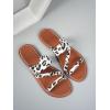 imageVerdusa Womens Leopard Print Strappy Summer Flat Sandals Slip On SlidesWhite Leopard