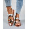 imageVerdusa Womens Leopard Print Strappy Summer Flat Sandals Slip On SlidesWhite Zebra