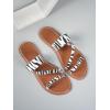 imageVerdusa Womens Leopard Print Strappy Summer Flat Sandals Slip On SlidesWhite Zebra