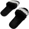 imageVerdusa Womens Pearls Open Toe Fuzzy House Slippers Faux Fur Bedroom ShoesBlack