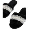 imageVerdusa Womens Pearls Open Toe Fuzzy House Slippers Faux Fur Bedroom ShoesBlack
