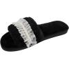 imageVerdusa Womens Pearls Open Toe Fuzzy House Slippers Faux Fur Bedroom ShoesBlack