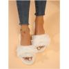 imageVerdusa Womens Pearls Open Toe Fuzzy House Slippers Faux Fur Bedroom ShoesBow Beige