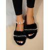 imageVerdusa Womens Pearls Open Toe Fuzzy House Slippers Faux Fur Bedroom ShoesDark Black
