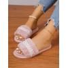 imageVerdusa Womens Pearls Open Toe Fuzzy House Slippers Faux Fur Bedroom ShoesLight Pink