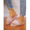 imageVerdusa Womens Pearls Open Toe Fuzzy House Slippers Faux Fur Bedroom ShoesLight Pink