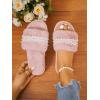 imageVerdusa Womens Pearls Open Toe Fuzzy House Slippers Faux Fur Bedroom ShoesLight Pink