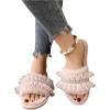 imageVerdusa Womens Pearls Open Toe Fuzzy House Slippers Faux Fur Bedroom ShoesPink