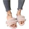 imageVerdusa Womens Pearls Open Toe Fuzzy House Slippers Faux Fur Bedroom ShoesPink