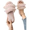imageVerdusa Womens Pearls Open Toe Fuzzy House Slippers Faux Fur Bedroom ShoesPink