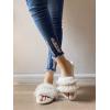 imageVerdusa Womens Pearls Open Toe Fuzzy House Slippers Faux Fur Bedroom ShoesPlain White