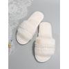 imageVerdusa Womens Pearls Open Toe Fuzzy House Slippers Faux Fur Bedroom ShoesWhite