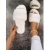 imageVerdusa Womens Pearls Open Toe Fuzzy House Slippers Faux Fur Bedroom ShoesWhite