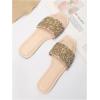 imageVerdusa Womens Rhinestone Sandals Glitter Casual Sandal Flats Open Toe Sparkle SlidesApricot and Gold