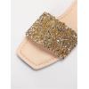 imageVerdusa Womens Rhinestone Sandals Glitter Casual Sandal Flats Open Toe Sparkle SlidesApricot and Gold