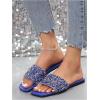 imageVerdusa Womens Rhinestone Sandals Glitter Casual Sandal Flats Open Toe Sparkle SlidesRoyal Blue