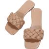 imageVerdusa Womens Braided Sandals Square Open Toe Slides Sandals Summer ShoesApricot