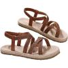 imageVerdusa Womens Casual Cross Woven Sandals Vacation Summer Beach Flat Sandals ShoesBrown