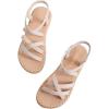 imageVerdusa Womens Casual Cross Woven Sandals Vacation Summer Beach Flat Sandals ShoesSolid Beige