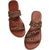 imageVerdusa Womens Leopard Print Strappy Summer Flat Sandals Slip On SlidesBrown