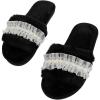 imageVerdusa Womens Pearls Open Toe Fuzzy House Slippers Faux Fur Bedroom ShoesBlack
