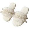 imageVerdusa Womens Pearls Open Toe Fuzzy House Slippers Faux Fur Bedroom ShoesLight Beige