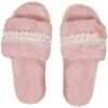 imageVerdusa Womens Pearls Open Toe Fuzzy House Slippers Faux Fur Bedroom ShoesLight Pink