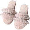 imageVerdusa Womens Pearls Open Toe Fuzzy House Slippers Faux Fur Bedroom ShoesPink